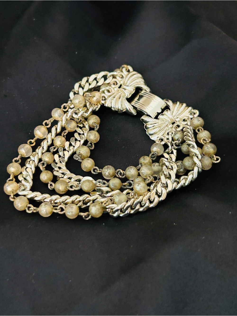 Vintage Gold-Tone Multi-Strand Beaded Chain Bracelet by Star Jewelry